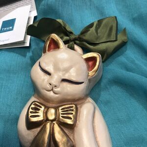 Original Thun Cat Ceramic With Satan Ribbon Original Box And Papers Italy